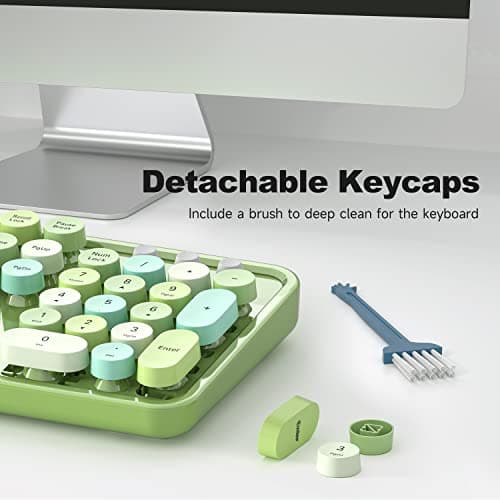 Atelus Computer Keyboard Wired, Typewriter Style, Plug Play USB Keyboard with Large Number Pad, Caps Indicators, Foldable Stands, Full Size Wired Keyboard for Windows PC Laptop (Green Colorful) - Thumbnail 6