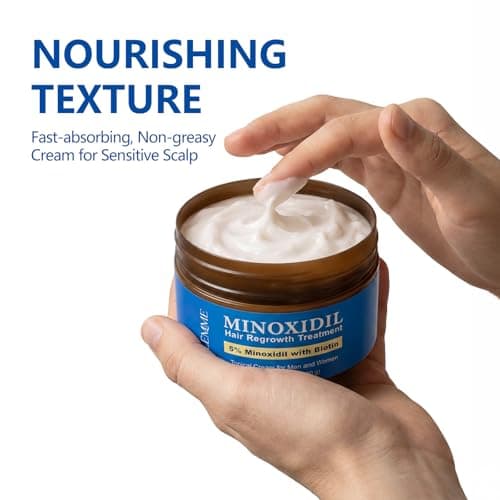 5% Minoxidil Hair Growth Cream for Men & Women - Biotin & Caffeine Scalp Cream Hair Regrowth Treatment for Thinning & Hair Loss, Non-Greasy, 3.5oz - Thumbnail 3