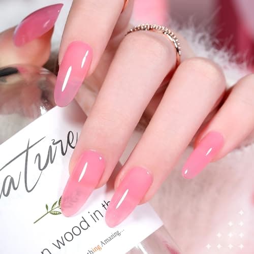 Larvall BEAUTPAL Jelly Rose Gel Nail Polish 15ML Sheer Translucent UV Light Cure Gel Polish for Nail Art DIY Manicure and Pedicure at Home, Color 014 - Thumbnail 3