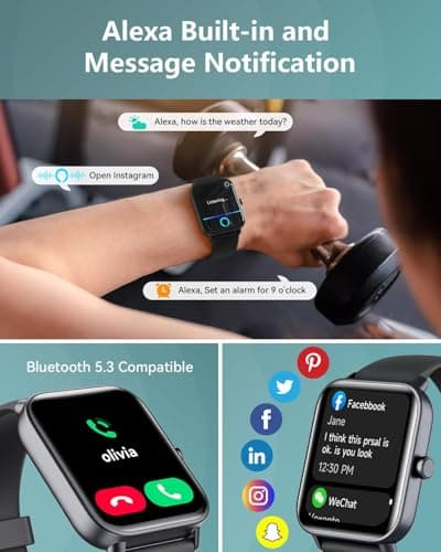Quican Smart Watches for Women/Men, 2 Bands, Compatible for Android iPhone - Thumbnail 3