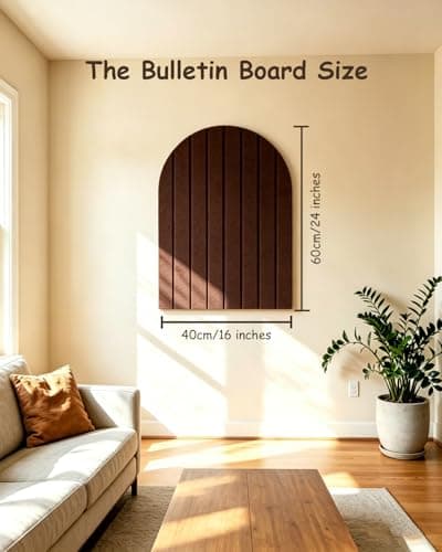 Foldable Bulletin Board 24x16 inches, 0.35" Thick Felt Wall Tiles, Large Cork Board with Adhesive Sticker, Round Edges Wall Panels for Office Bedroom Living Room, Decorative Board (red Coffee) - Thumbnail 5