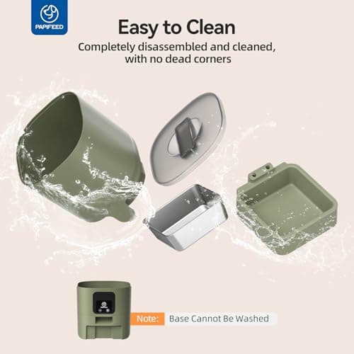 PAPIFEED Automatic Cat Feeder with App, 2.4G WiFi Cat Food Dispenser, 6L Timed Cat Feeders for Dry Food, 10 Meals/Day, 12 Portions/Meal, Dual Power Supply Smart Pet Feeder for Small Dog, Army Green - Thumbnail 5