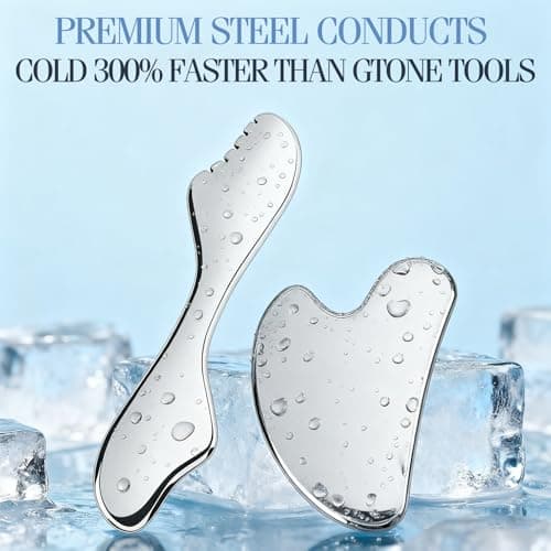 ANPODE 2Pcs Gua Sha Facial Tools Set,Guasha Massage Tool for Face&Body, Manual Massage Tool for Lymphatic Drainage &Jawline Sculpting & Puffiness Reducing,Gua Sha Muscle Scraper Tool,Skin-Care Tool - Thumbnail 3