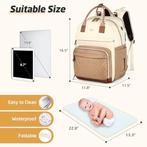 Tonyeee Diaper Bag Backpack, Extra Large Baby Diaper Bag for 2 Kids Twin - Thumbnail 6