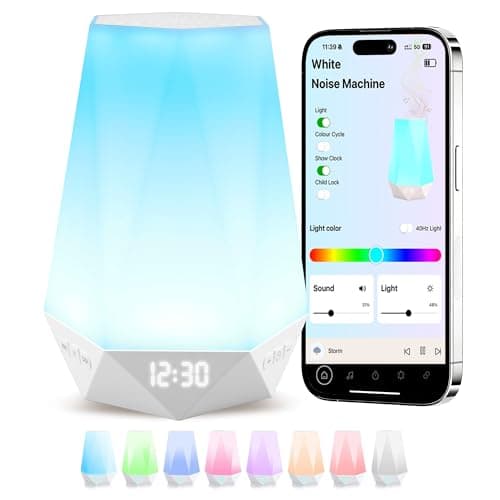 Sleep Sound Machines，White Noise Machine for Baby Sleeping with Night Light, Portable Sound Machine with 32 Soothing Sounds, 8 Night Light Colors, Timer, App Remote Control, Personal Sleep Routine - Image 1