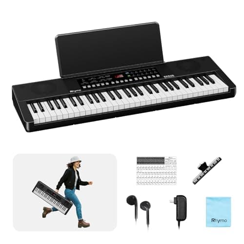 Rhymo 61 Key Keyboard Piano, Electric Piano Keyboard with Touch Response, LED display, Music Stand, 300 Voices, 300 Rhythms, Learning Keyboard Piano for Beginners, Built-in Speakers (XR-61)