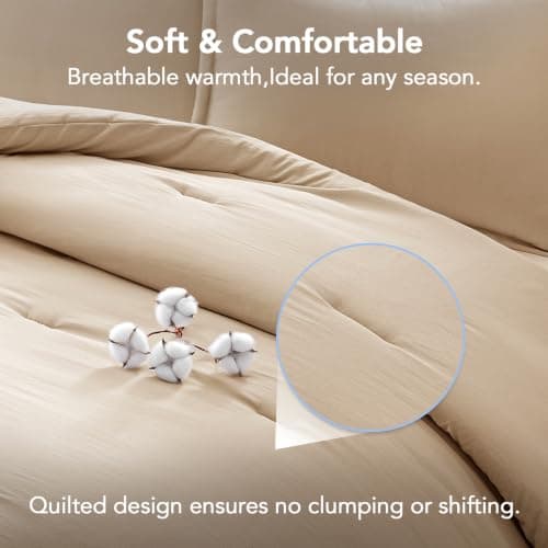 Quataly Queen Comforter Set Linen,3PCS Soft Lightweight Breathable Bedding Comforter for All Season, Queen Size(90''×90'' Comforter & 2 Pillowcases) - Thumbnail 4