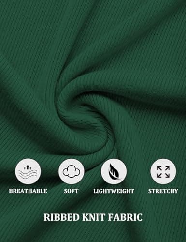 GKBK Womens Summer Tops Short Sleeve Henley Shirts Ribbed Knit Scoop Neck Tshirt Casual Basic Slim Tee Forest Green S - Thumbnail 5