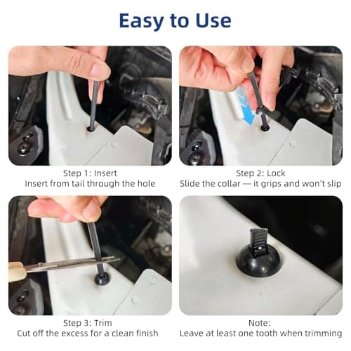 100PCS Nylon Universal Cable Tie Buckle Zip Ties - Heavy Duty Self-Locking Cable Tie Buckles Clips for Car Auto Bumper Fender Repairs, Multipurpose Plastic Fasteners for Automotive Use - Thumbnail 6