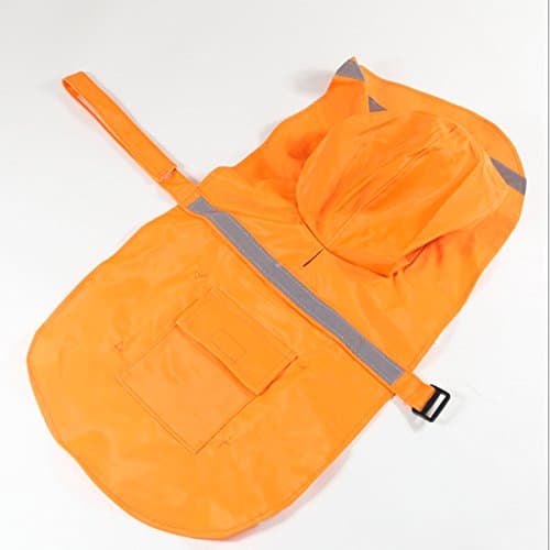 NACOCO Large Dog Raincoat Adjustable Pet Water Proof Clothes Lightweight Rain Jacket Poncho Hoodies with Strip Reflective (M, Orange) - Thumbnail 2