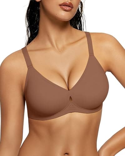 LetsJoli Wireless Bras for Women Jelly Seamless Push up Support Bras No Underwire Brown M - Image 1