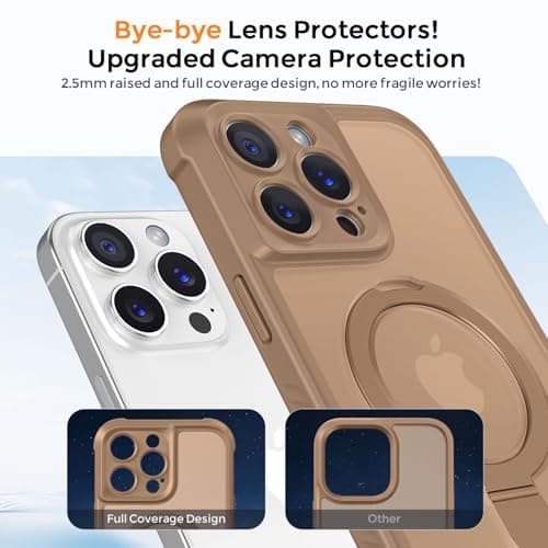 MOCCA Design for iPhone 14 Pro Case with Magnetic Invisible Stand [Full Camera Protection] [Compatible with Magsafe] Military Drop Shockproof Translucent Matte Phone Case Cover 6.1",Brown - Thumbnail 3