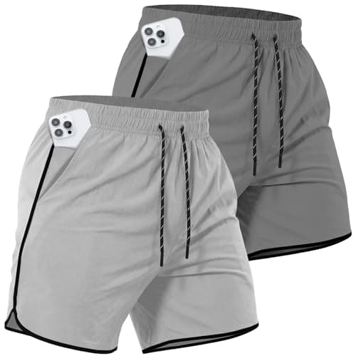 Y YERFONE 2 Pack Mens Workout Athletic Shorts 5 Inch Quick Dry Gym Shorts with Pockets, Sport Exercise Running Shorts for Men - Image 1