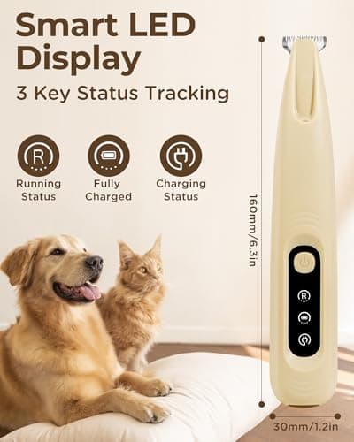 FURBONA Dog Paw Trimmer, 18mm Grooming Clippers with LED Light & USB-C - Thumbnail 5