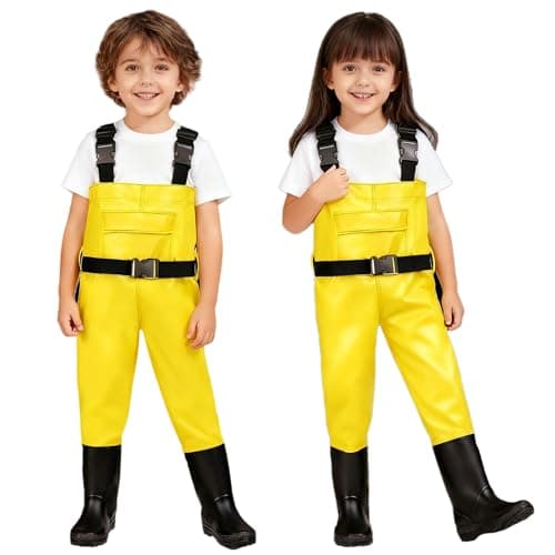 MIEVNIO Kids Waders with Boots, Waterproof Fishing Waders for Boys & Girls, Lightweight Youth Waders with Anti-Slip Boots for Fishing, Hunting, Farm, Creek & Outdoor Adventure