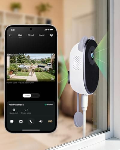 BOTSLAB Dual-Lens 4MP Window Cameras for Home Security, No Drill Indoor Camera, TrueColor Night Vision, Anti-Glare, AI Human Detection, 24/7 Recording, Easy & Quick Install, 5GHz & 2.4GHz WiFi