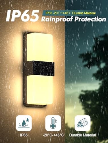 FILIYANO Outdoor Wall Lights, RGBCW Smart LED Lamp, Color Changing Front Door Sconce, Porch Lights Outdoor Light Fixture,12in Exterior Wall Sconces, Remote & Wi-Fi Control, IP65 Waterproof, 2 Pack - Thumbnail 4