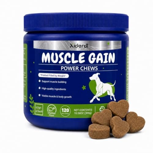 Xiderdl 11-in-1 Muscle & Weight Support Chews for Dogs – High Protein Supplement with Amino Acids, BCAAs, Antioxidants & Vitamins – Muscle Support Soft Chews for Puppies & Adult Dogs, 120 Count - Image 1