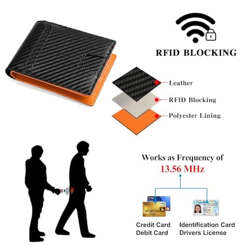 SENDEFN Wallet for Men RFID Blocking Bifold Leather Credit Card Holder - Thumbnail 3