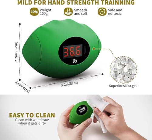 DIOTUSS Hand Grip Strengthener, Rechargeable Digital Grip Strength Trainer up 220.4 Lbs(100kg) Hand Grip Exerciser Equipment for Strength Training-Forearm-Gripper-Finger, Stress Balls for Adults/Kids (Green) - Thumbnail 3