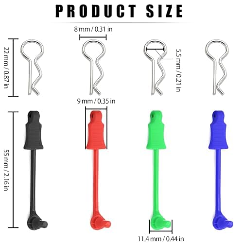 20Pcs RC Body Clips W/Pull Tabs R Pins Universal Shell Replacement Parts for 1/10 1/12 1/14 TRAXXAS ARRMA Axial Losi Redcat HPI Exceed Rc Car Crawler Truck Buggy Drone (Red) - Thumbnail 3