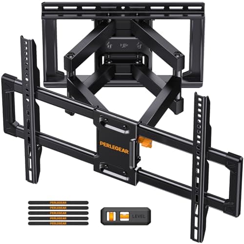 Perlegear UL Listed Full Motion TV Wall Mount for 42-90" TVs up to 132lbs, Heavy Duty TV Mount with Dual Articulating Arms, Tool-Free Smooth Tilt, Swivel, Fits 16" Studs, Max VESA 600x400mm, PGLF8 - Image 1