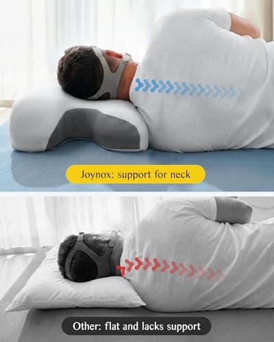 Joynox CPAP Pillow for Larger-Framed Men, Ergonomic Memory Foam Bed Pillow to Reduce Air Leaks, Facial Pressure, Height Adjustable for Side Back Stomach Sleepers, 23.6"x15.74"x5.11"/5.9" - Thumbnail 4