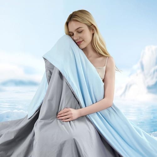 Hailyuwl Queen Size Cooling Comforter, Dual-Sided Cooling Blanket for Hot Sleepers & Night Sweats, Q-Max 0.4 Lightweight Soft Breathable Silky Smooth Reversible All Season Summer Comforter (Gray Blue)