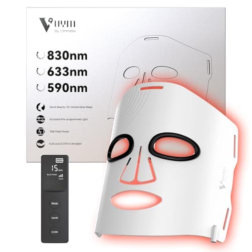 Infrared Light Therapy Face Mask: High-Energy 3-Color 292 Beams 830nm/633nm/590nm, Portable Red Light Therapy for Face Skincare Device, NIR Mask, Ultra-Thin Silicone, Luxury Beauty Gift - Gen 3 White