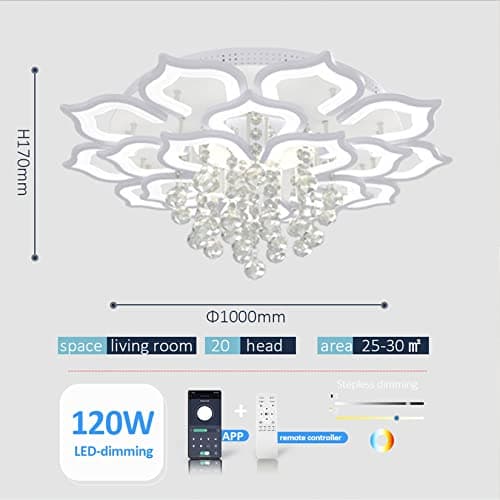 AHAWILL Modern Ceiling Light,Crystal Flush Mount LED Chandelier Ceiling Flower Lamp with Remote Control for Living Room,Bedroom,Hall,Dining Room,Etc.39.4″/120w/20 Heads… - Thumbnail 2