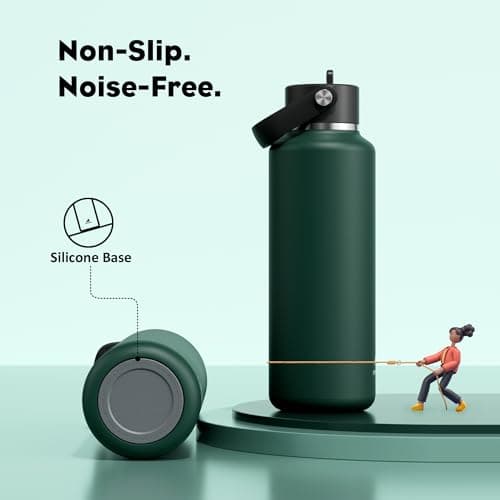 POWCAN 18 oz Water Bottle Insulated: Leakproof Lid with Straw, Lightweight, Flex Cap, BPA-Free, Stainless Steel Water Bottle for Office, Trekking, Commute, Worker, Walking, Cycling (Fir Green) - Thumbnail 6