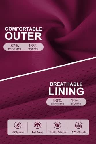 CHICHO Womens Running Skirt Tennis Athletic Pleated Skort with Shorts Zip Pockets Casual Ladies Skirt Skorts for Golf Above Knee Skorts Workout Running Burgundy, Large - Thumbnail 3