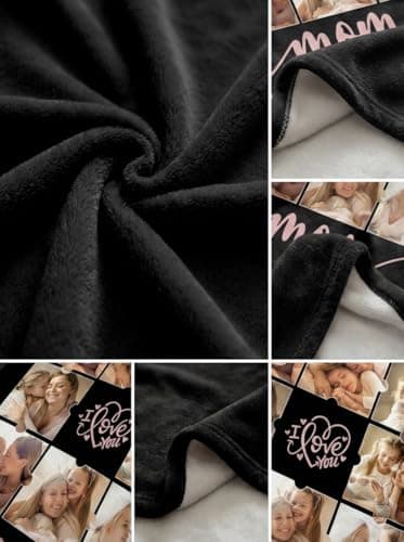 Mothers Day Gifts, Customized Gifts for Mom from Daughter, Custom Photo Blanket Personalized Picture Blankets, Soft Flannel Material - Thumbnail 5