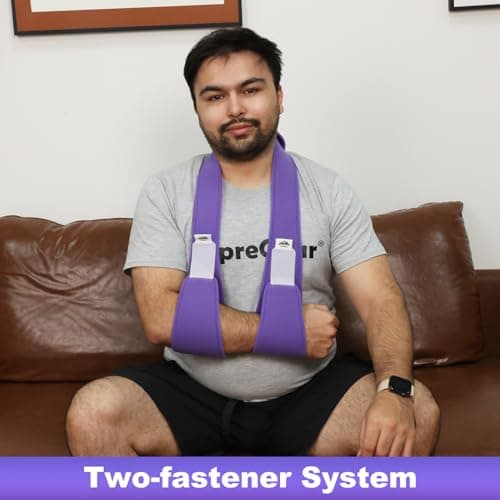 supregear Arm Sling Shoulder Immobilizer, Rotator Cuff Support Brace, Lightweight Comfortable Sling for Shoulder Injury, Broken, Dislocated, Fracture, Strain, Left Right, Men Women, Purple - Thumbnail 6