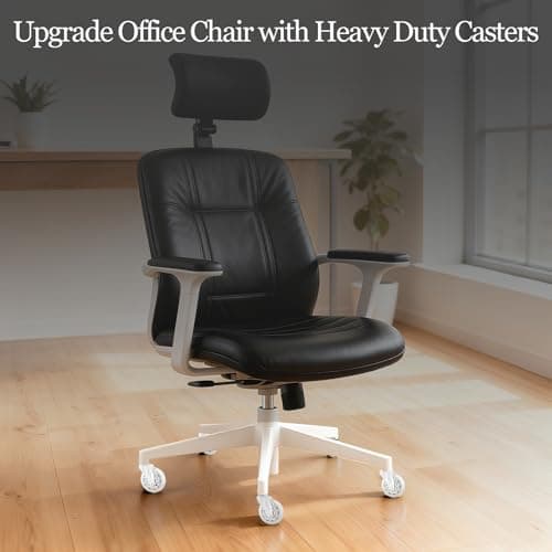 TESUMI White Office Chair Wheels 3" Roller Blade Rubber Chair Casters Replacement, Heavy Duty Quiet No Scratch Gaming Chair Wheel for Hardwood Floor Carpet, Set of 5, 11mm Universal Fit/Not for 1KEA - Thumbnail 2