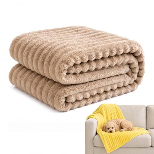 Emotional Support Blanket Yellow for Dogs Security Blanket, Calming Dog Blanket, Throw Rabbit Designed for Pets, Soft and Comfortable for Indoors Sofa (Light Brown,78.7"x90.6") - Image 1