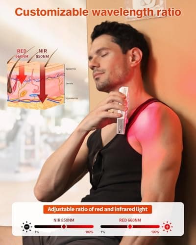 Red Light Therapy for Face and Body, Portable Red Light Therapy Panel, 660nm Red Light and 850nm Infrared Light for Pain Relief, Skin Care, Red Light for Sleep, Rechargeable and Great for Travel - Thumbnail 3