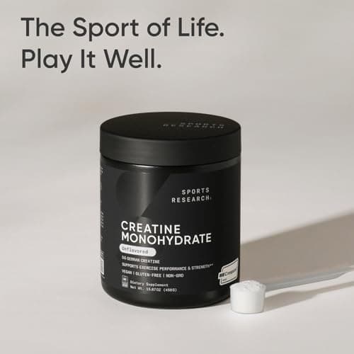 Sports Research® Creatine Monohydrate Powder w/Creapure® - Gain Lean Muscle, Improve Performance, & Support Workout Recovery* - 5g German Creatine · NSF Sport · Easy Mixing - 90 Servings (Unflavored) - Thumbnail 6