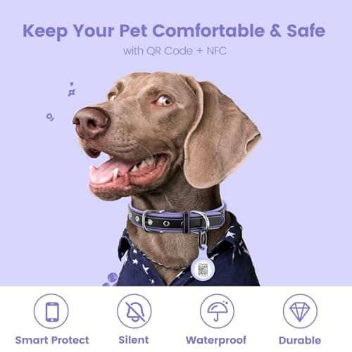 PawView Dog ID Tag with QR Code & NFC, Silent Silicone Dog Name Tags Personalized for Pets- Scan QR for Instant Location Alert, Emergency Contact and Modifiable Pet Profile (Purple) - Thumbnail 2