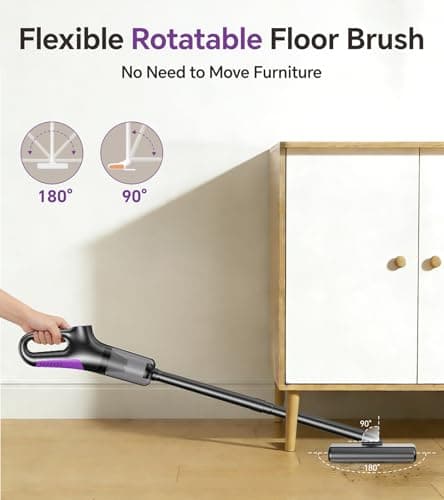 AbuDodo Cordless Vacuum Cleaner, Stick Vacuum Cordless Rechargeable with Powerful Suction and LED Display, Portable Vacuum Cleaners for Home, Wireless Vacuum for Hardwood Floor Carpet Pet Hair, Black - Thumbnail 4