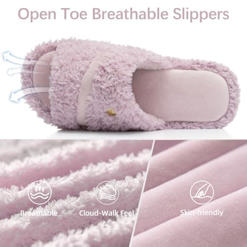 GOEWY Open Toe Womens Slippers Indoor Outdoor Comfy Memory Foam Slip On House Bedroom Slides Shoes Gifts for Women Her Mom - Thumbnail 3