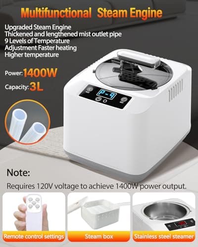 KASUE Portable Steam Sauna Tent for Home, Infrared Sauna with 3L Steamer, 9 Temp Levels & 99 Min Timer, 5-Layer Waterproof Insulated, Folding Chair Included, Indoor Spa (Light Black) - Thumbnail 3