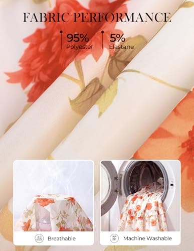 GRACE KARIN Women's Floral Long Sleeve Maxi Dress 2026 V Neck Fall Wedding Guest Outfits Boho Flowy Dresses with Pockets Orange Floral L - Thumbnail 6