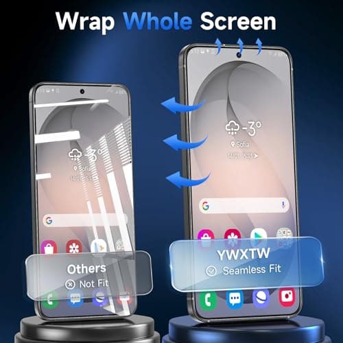 YWXTW Anti Reflective Screen Protector for Samsung Galaxy S26, [Bubble Free] Anti Glare & EZ Unlock Tempered Glass S26 Accessories, Case Friendly, 2 Pack - Thumbnail 3