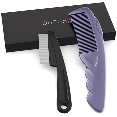 Dafeng Dandruff Comb 2PC Upgraded Fine Tooth Scalp Detox Comb Sweep & Massage Lice Stainless Steel Scalp Detoxing Hair Brush Tool Hair Care for Women, Men & Kids(Purple) - Image 1