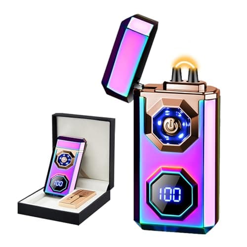 BABOBIU High-Power Arc Lighter - Unique Multi-Color Design, LED Emergency Lighting, USB Rechargeable with Battery Level Display, Zinc Alloy Body for Indoor, Outdoor, Gifts (Color)