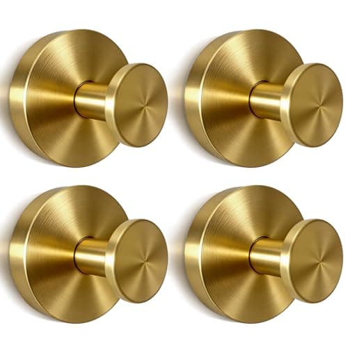 4 Pack 2026 Brushed Gold Suction Cup Hooks for Shower - No Drill Decorative Hooks Hold Towels & Wreaths on Glass Door & Bathroom Mirror - Heavy Duty Waterproof - Image 1