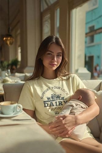Breastfeeding Shirts for Women Nursing Shirts for Breastfeeding Hidden Zipper Maternity Tops Apricot - Thumbnail 4