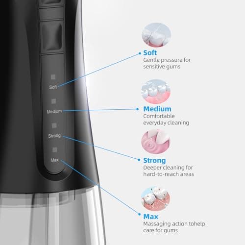VCIT OrthoWave Water Flosser for Teeth, 350ML Portable Cordless Oral Irrigator, IPX7 Waterproof, 4 Modes & 6 Jet Tips, FDA Cleared, 1400-2000 PPM Pulse, for Braces, Sensitive Gums & Travel - Thumbnail 6