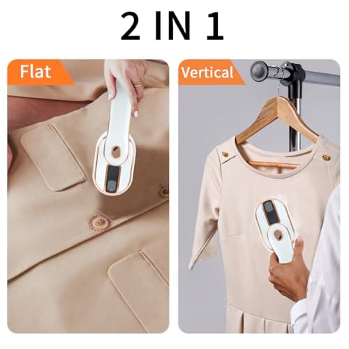 1000W Travel Steamer for Clothes, Portable 2-in-1 Handheld Steamer & Iron, 20s Fast Heat-Up, Sharp-Corner Detail Panel, Foldable 180° Handle, Compact for Home & Travel (Pearl White) - Thumbnail 5